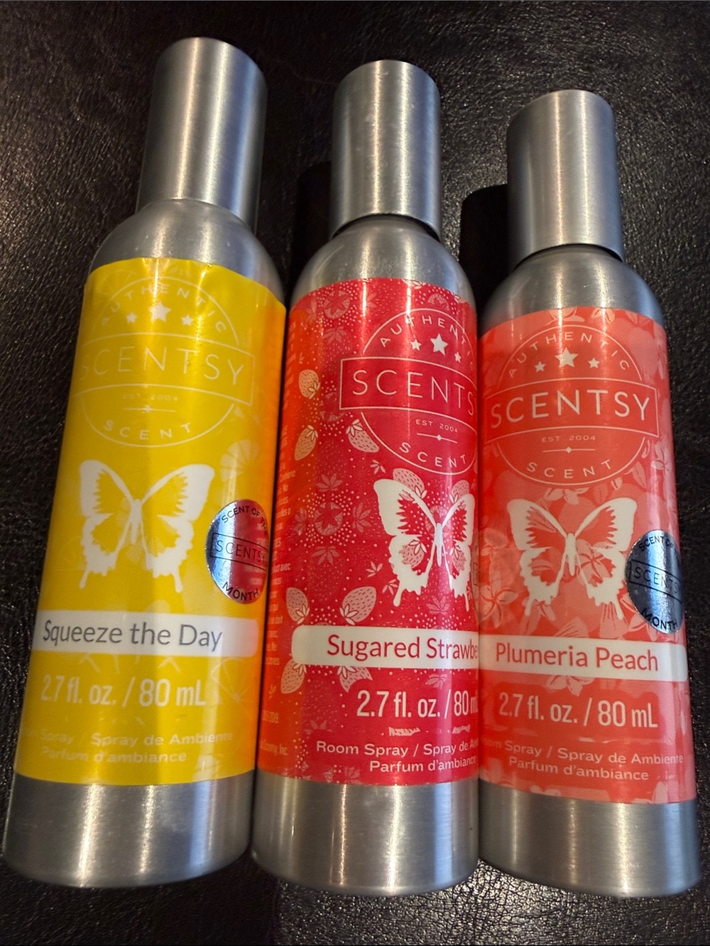 Scentsy Room Spray Trio — Squeeze the Day, Sugared Strawberry and Plumeria Peach